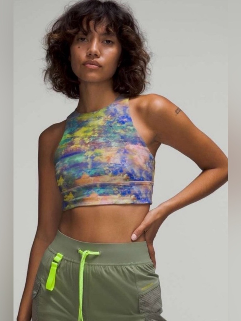 lululemon athletica Neon Yellow Mesh-Lined Active Top